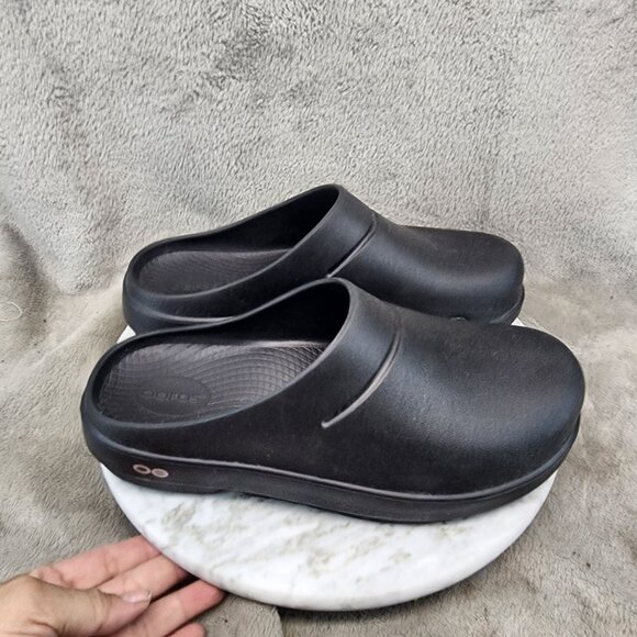 Oofos Shoes Mens 8 Womens 10 Oocloog Black Recovery Clogs Comfort Footwear *GUC* - Picture 4 of 12